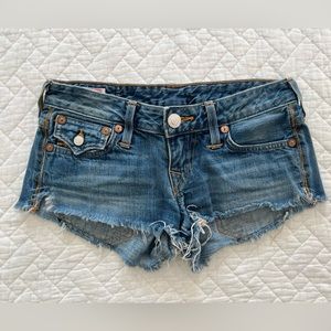 True Religion SECTION JOEY CUT OFF Brand Jeans Low Rise Distressed Shorts